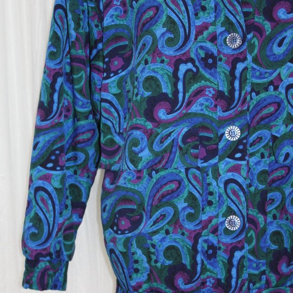 1980s Vintage Size S-L Psychedelic Funky Paisley Patterned Bomber - Picture 2 of 6